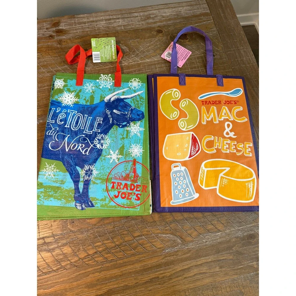 NWT Trader Joe's Reusable Grocery Bag Minnesota & PBJ Mac Cheese 6 Gallon TJ's